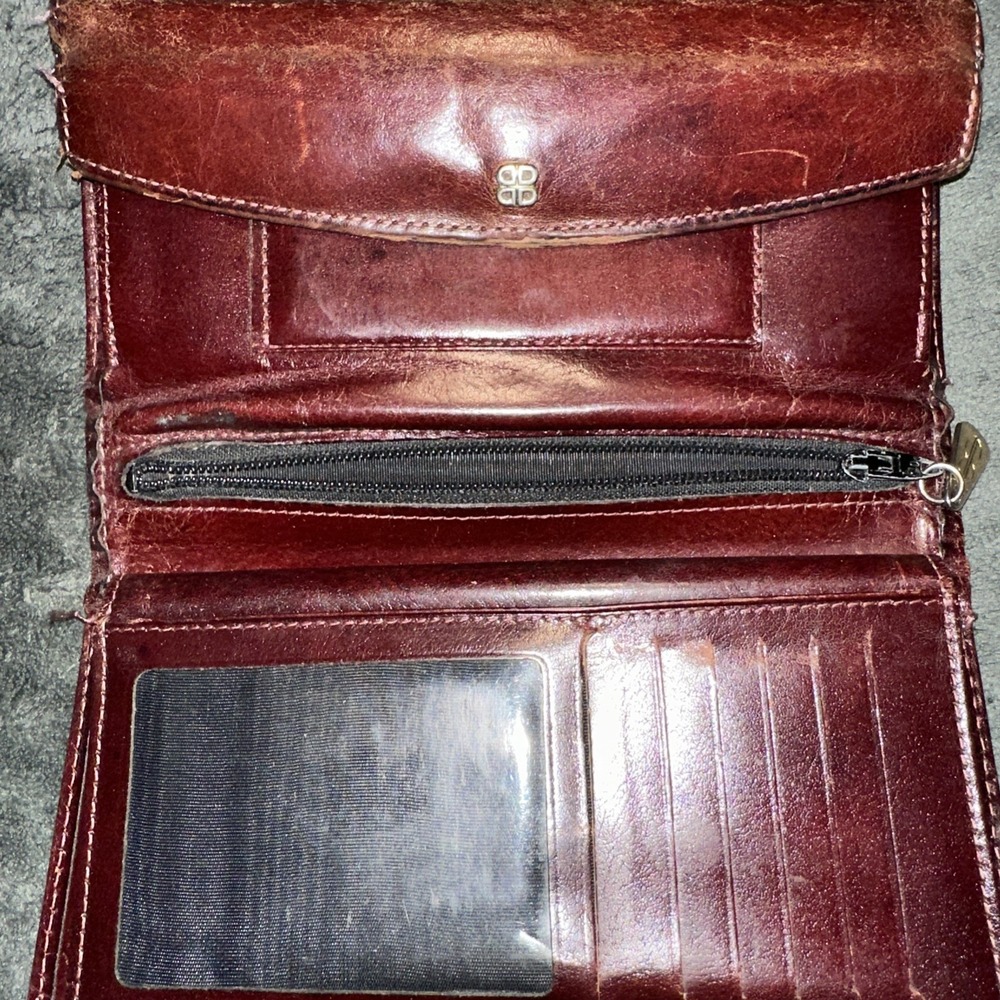 Bosca Vintage Women's Burgundy Leather Checkbook Wallet Pre-Owned Made In Italy - Picture 4 of 13